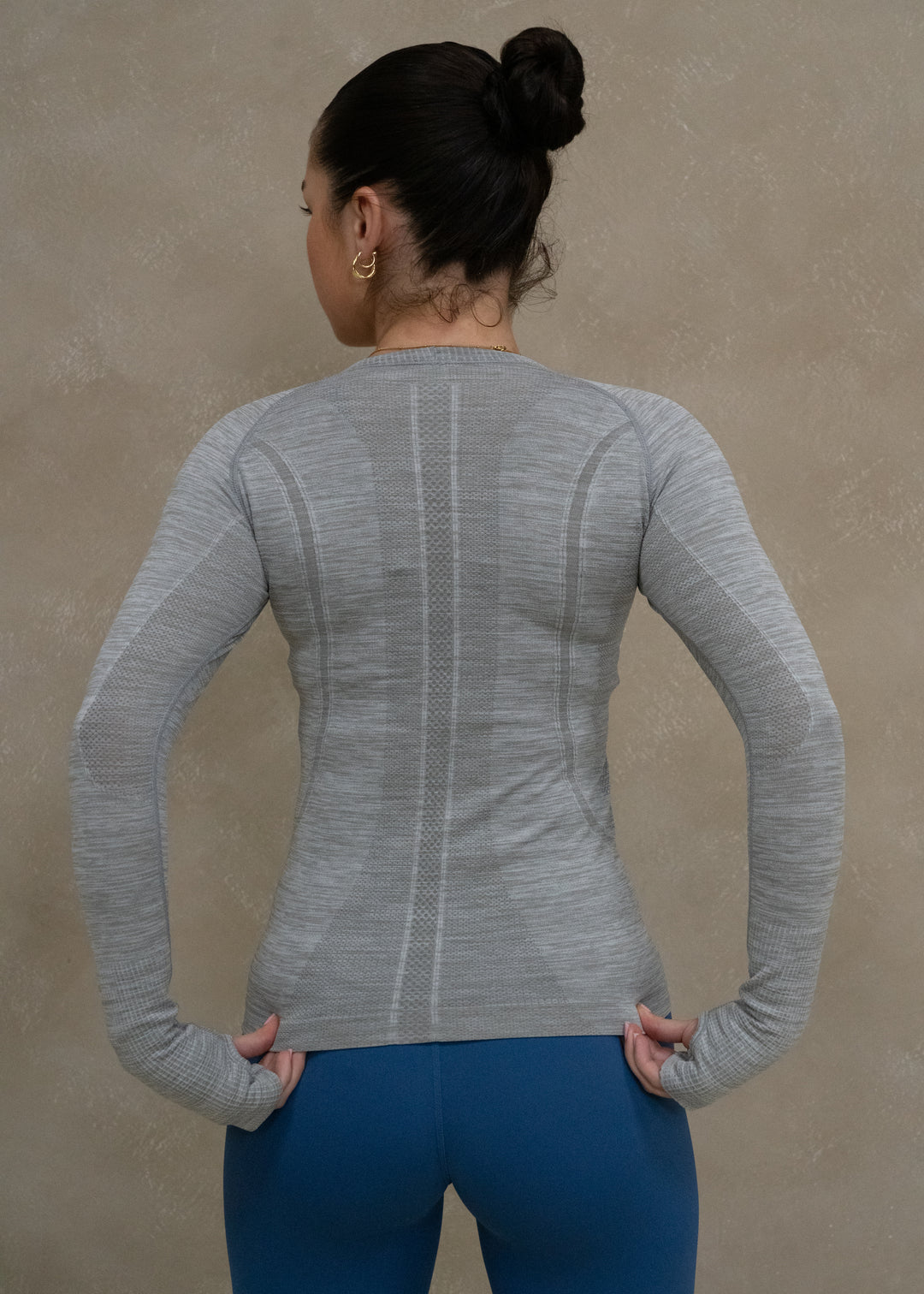 SuperKnit Contour Manches Longues Gris Chiné