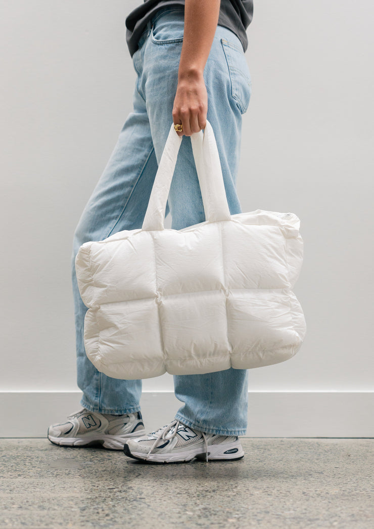 Be Confident, Be You Puffer Bag White