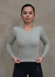 Hyper Cutout Cropped Long Sleeve Sage Green