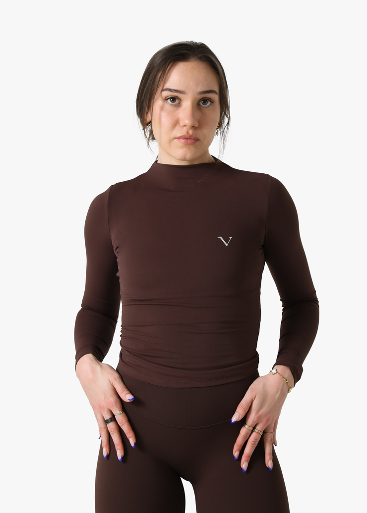 SculptLite Turtle Neck Long Sleeve Top Dark Brown