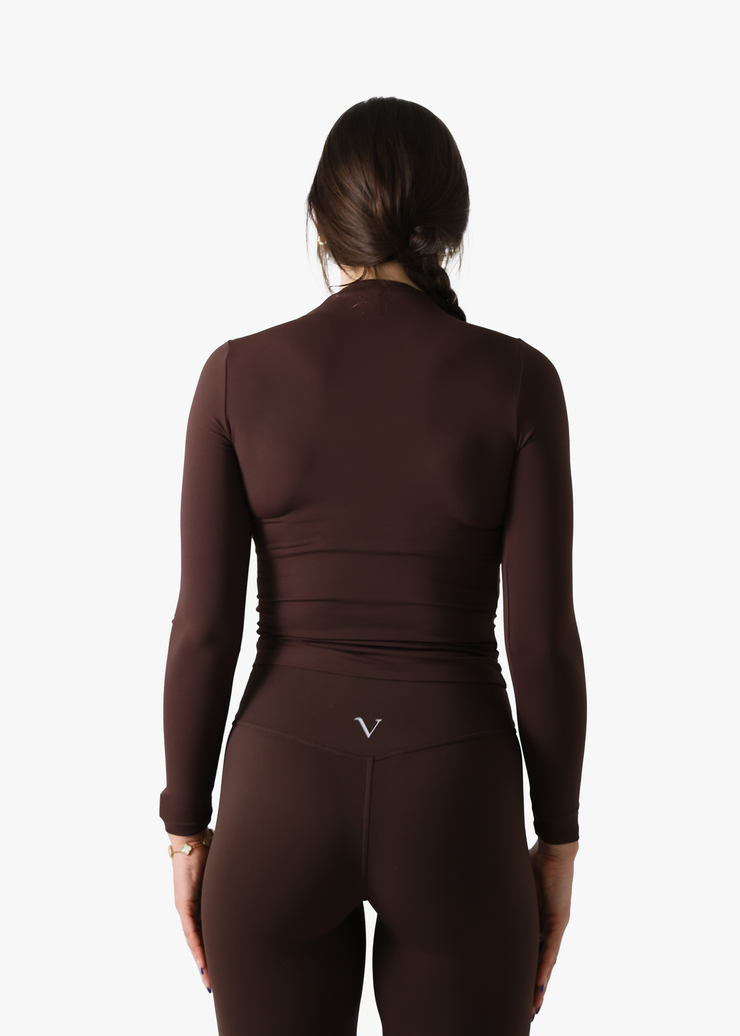 SculptLite Turtle Neck Long Sleeve Top Dark Brown