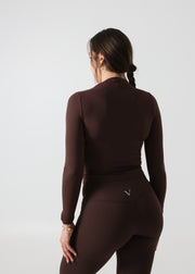 SculptLite Turtle Neck Long Sleeve Top Dark Brown