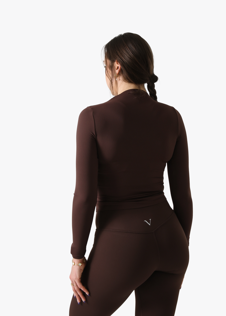 SculptLite Turtle Neck Long Sleeve Top Dark Brown