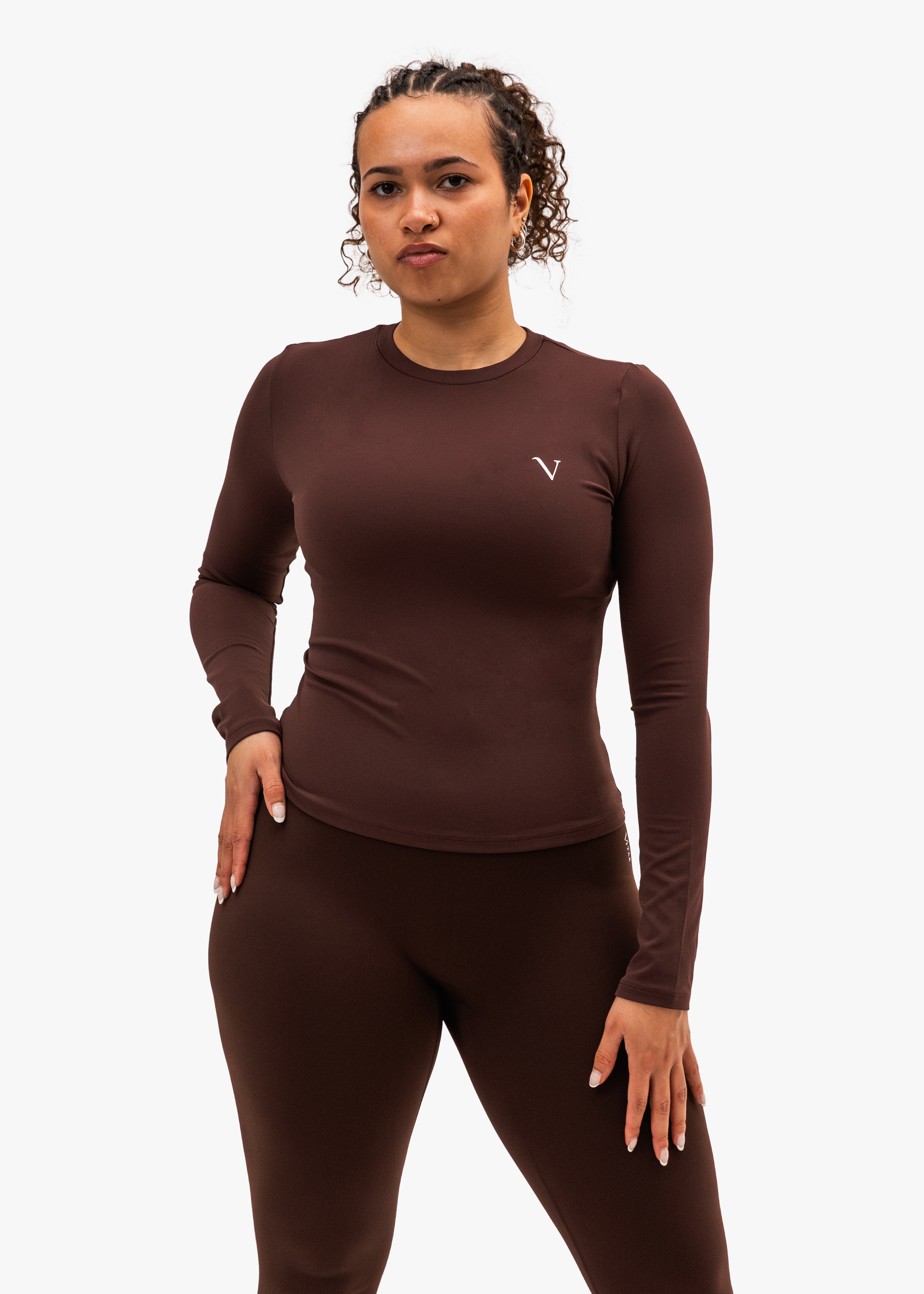 Haut à manches longues SculptLite Active marron foncé