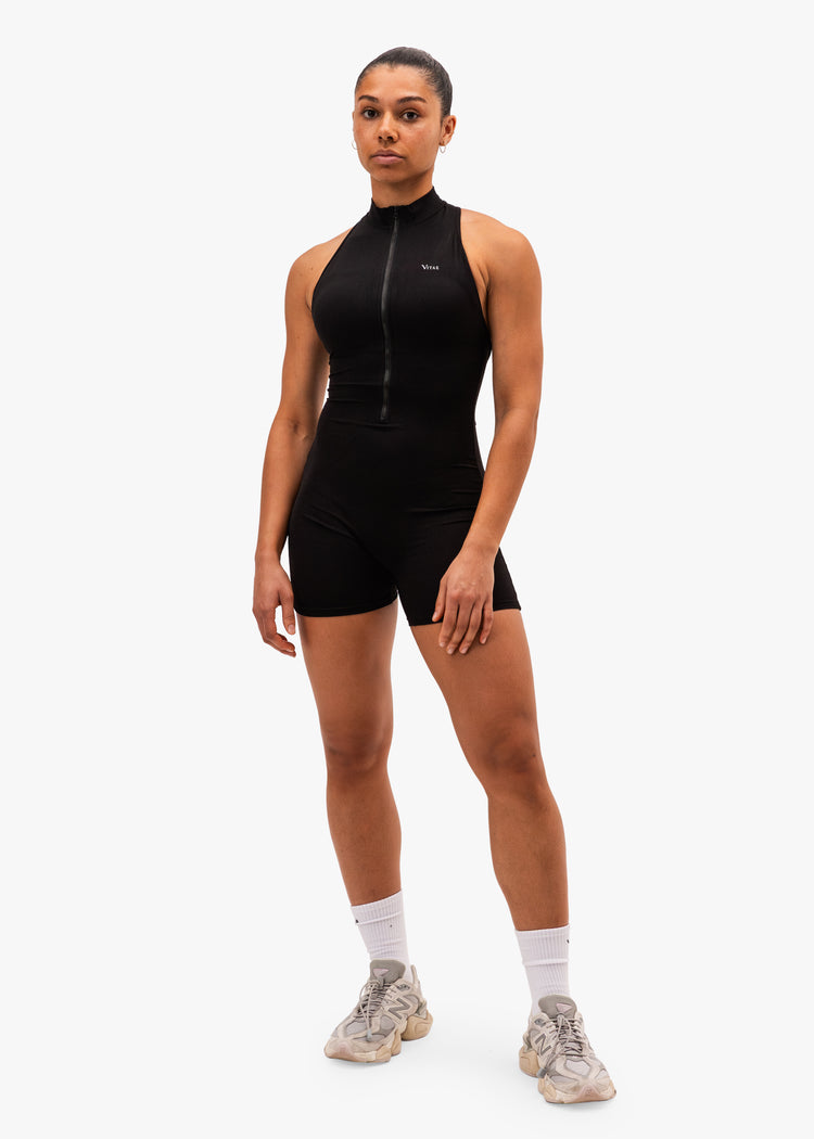 Nano ZipScrunch Short One Piece Bodysuit Black – VITAE