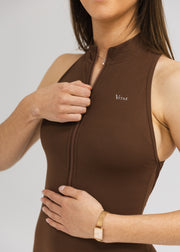 Nano ZipScrunch One Piece Bodysuit Coffee Brown