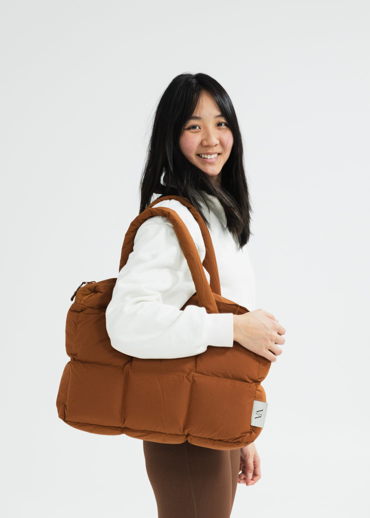 Be Confident, Be You Puffer Bag Caramel