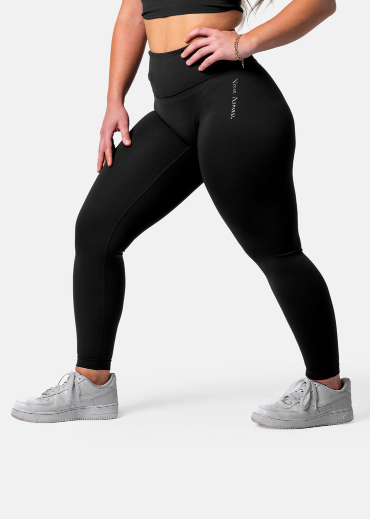 $175 Herve Leger Women's Black Stretch Logo-Leggings Pants Size L