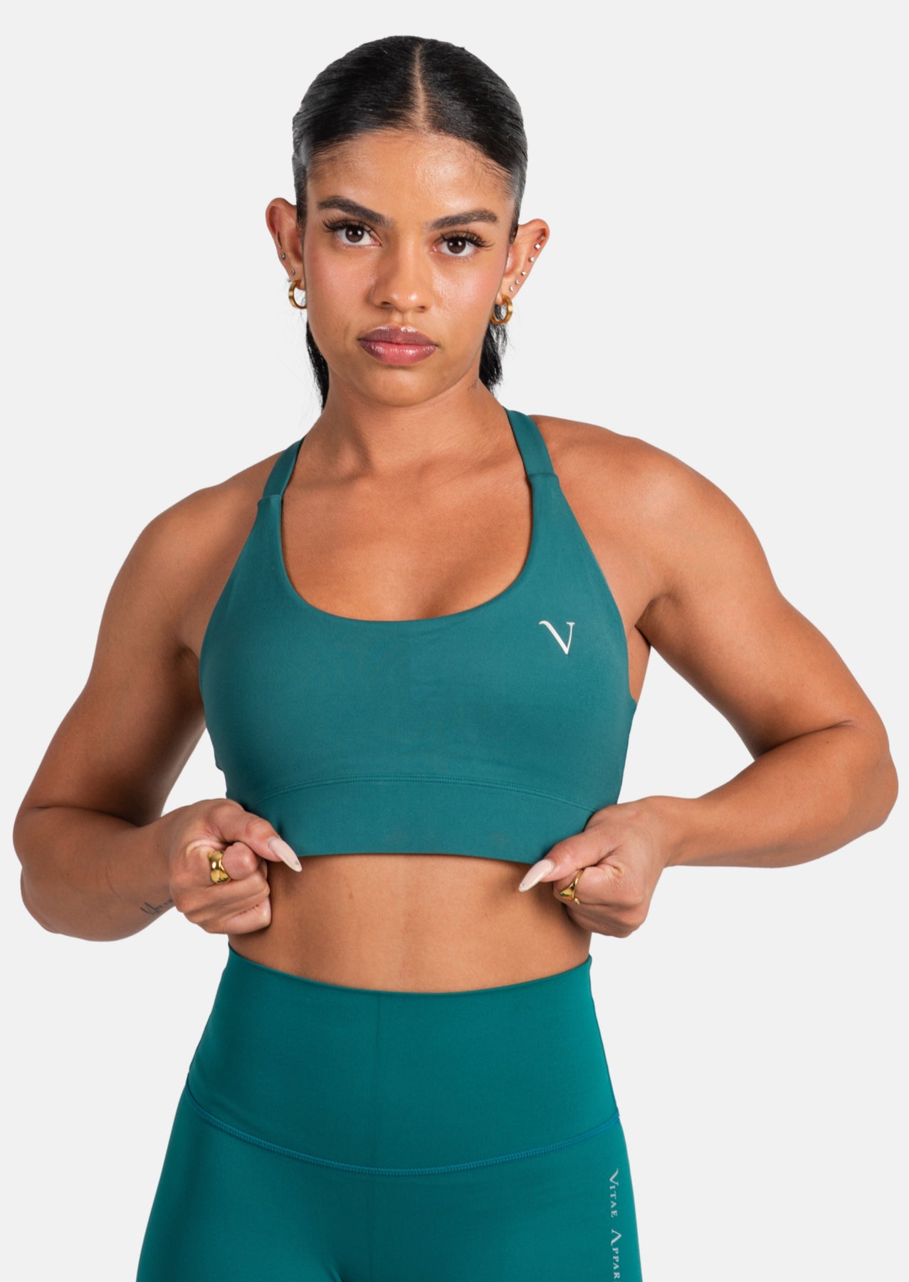 STAX Women's Green Padded Sports Bra / Top Size LARGE AS NEW