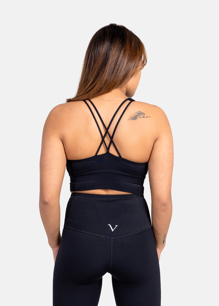 Women's Flex Light Support V-Neck Crop Sports Bra - All In Motion™ Black XS