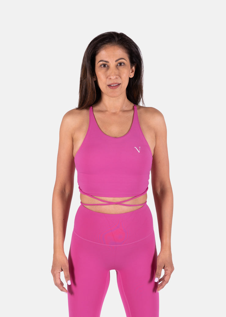 Ultra Wrapped-Up Crop Tank Fuchsia Pink